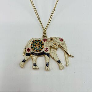 Enamel Elephant Pendant Necklace